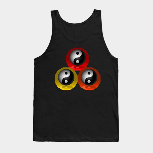 Yin Yang Triangle - Red, Orange and Yellow Tank Top by The Black Panther